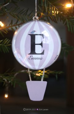 Personlig julekugle luftballon 8 cm med navn og evt. bogstav